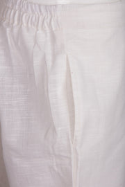 White Solid Style Cotton Pant 10062715 