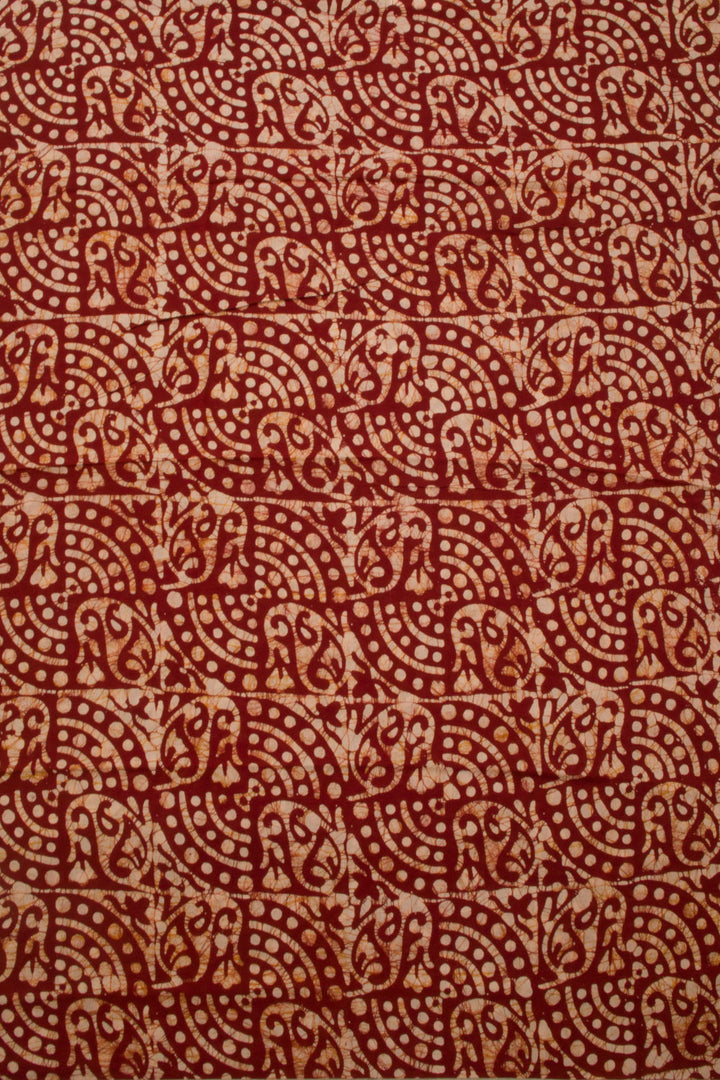 Brown Batik Printed Cotton 3-Piece Salwar Suit Material - Avishya