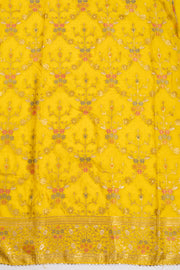 Yellow Embroidered Silk 3-Piece Salwar Suit Material 10072069