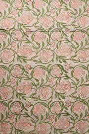 Green Handblock Printed 3 Piece Silk Cotton Salwar Suit Material 10072918