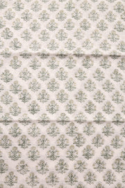 Grey Handblock Printed Silk Cotton 3 Piece Salwar Suit Material 10072920