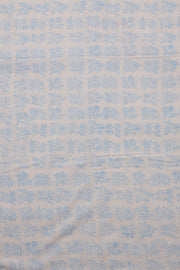 White Handblock Printed Cotton 3-Piece Salwar Suit Material 10072959