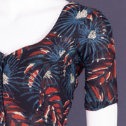 Blue Hand Block Jahota Printed Cotton Blouse 10074997