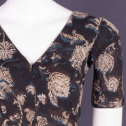 Black Hand Block Jahota Printed Cotton Blouse 10074998