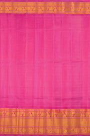 Gadwal Kuttu Weave Handloom Silk Saree in Pale Teal Green with Lotus Pink Zari Border and Pallu 10062955