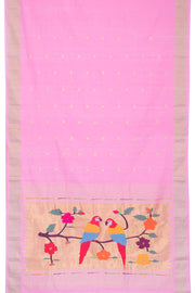 Powder Pink Handloom Paithani Cotton Saree 10062502