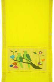 Yellow Handwoven Paithani Cotton Saree with Silk Pallu 10062509