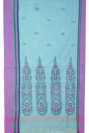 Blue Kantha Embroidered Cotton Saree - Avishya