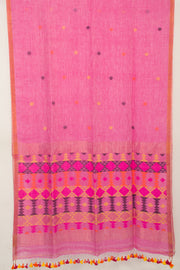 Pink Handloom Jamdani Linen Saree  - Avishya