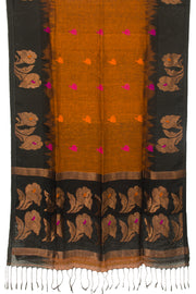 Brown Handloom Jamdani Linen Saree - Avishya
