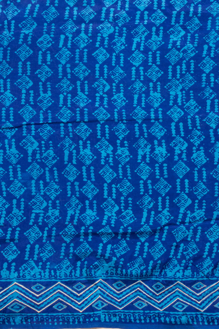 Blue Dhakai Batik Embroidery Silk saree 10065454