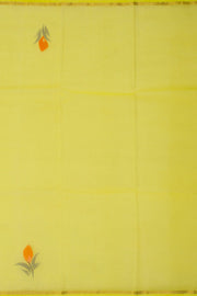 Yellow Hand Painted Organza Saree - Avishya