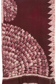 Maroon Batik Printed  Muslin Silk Saree - Avishya