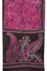 Pink Batik Printed  Muslin Silk Saree - Avishya