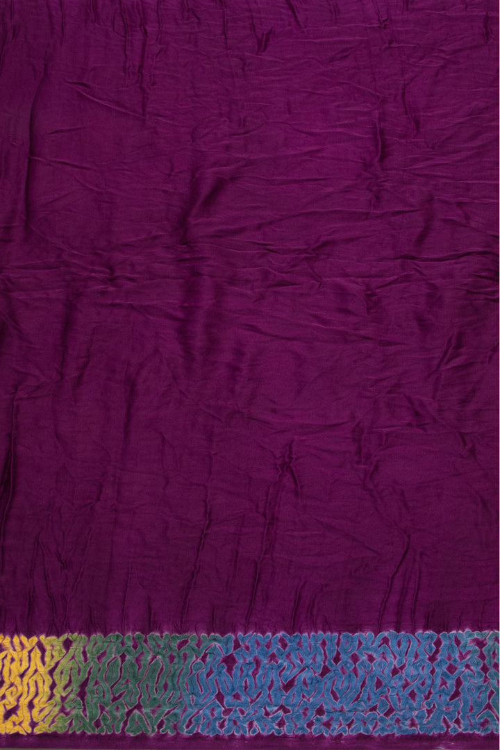Tyrian Purple Handcrafted Bandhani Modal Saree -Avishya