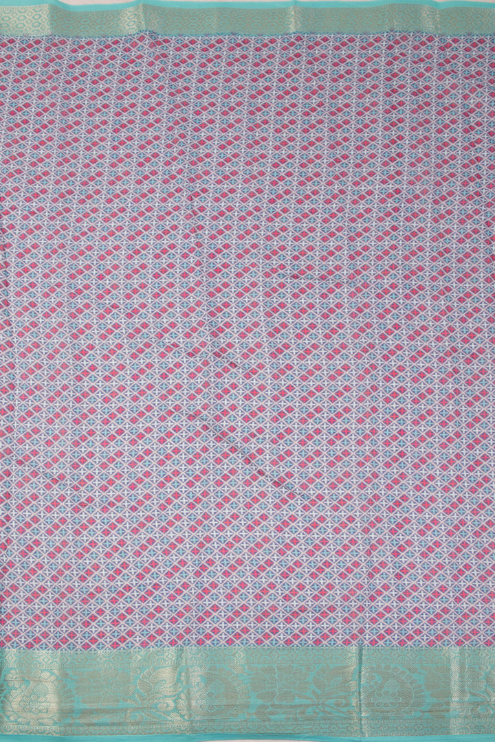 Off White Digital Printed Linen Saree 10070278 - Avishya