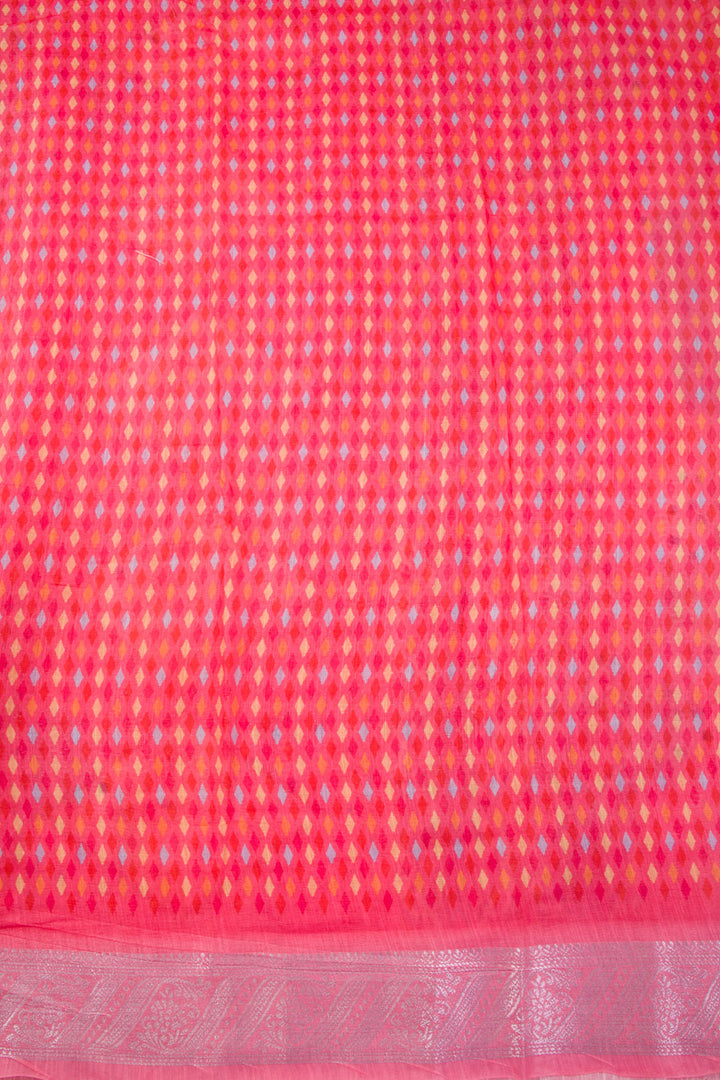 Hot Pink Fancy Printed Linen Saree 10070285 - Avishya