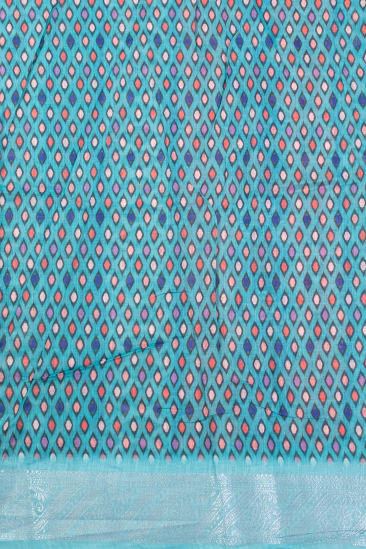 Artic Blue Fancy Printed Linen Saree 10070286