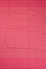 Blue Printed Kalamkari Tussar Silk Saree with Kantha Border 10070521