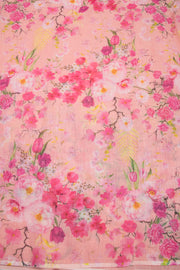 Peach Floral Printed Linen Saree  10074018