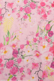 Pink Floral Printed Linen Saree 10074022