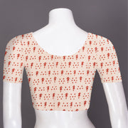 Red Hand Block Printed Mulmul Cotton Saree 10074078