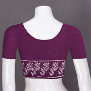 Purple Hand Block Printed Mulmul Cotton Saree 10074080