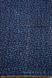 Blue Hand Block Printed Silk Cotton Saree 10074094