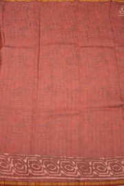 Brown Dabu Print Silk Cotton Saree 10074102