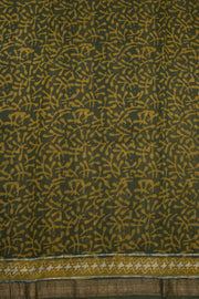 Green Akola Dabu Printed Silk Cotton Saree 10074138