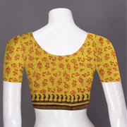 Yellow Hand Block Print Kota Cotton Saree 10074150