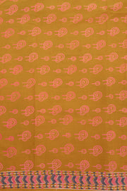 Mustard Yellow Hand Block Print Kota Cotton Saree 10074170