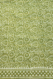 Avocado Green Dabu Print Kota Cotton Saree 10074182