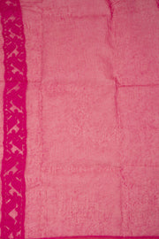 Pink Handloom Jamdani Style Cotton Saree with Blouse 10074212