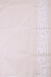 White Handloom Jamdani Style Cotton Saree with Blouse 10074215