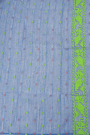 Blue Handloom Jamdani Style Cotton Saree 10074221