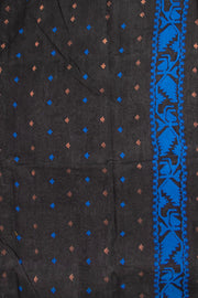 Black Handloom Jamdani Style Cotton Saree 10074227