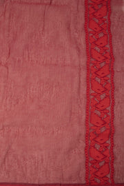 Red Handloom Jamdani Style Cotton Saree 10074228