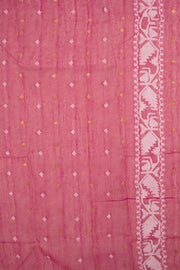 Pink Handloom Jamdani Style Cotton Saree 10074229