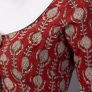 Red Hand Block Printed Cotton Blouse 10074497 10074499