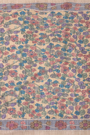 Red Kalamkari Printed Semi Tussar Silk Saree With Floral Motifs And Floral Border 10076276