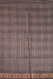 Grey Printed Semi Linen Saree With Tribal Motifs 10076282