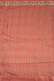 Brown Printed Semi Linen Saree With Tribal Motifs 10076284