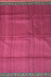 Magenta Printed Semi Tussar Silk Saree With Floral Motifs and Floral Border 10076286