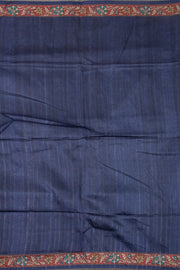 Blue Printed Semi Tussar Silk Saree With Floral Motifs and Floral Border 10076289