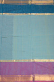 Cloud Mist Blue Handloom Vanashringaram Kanchi Cotton Saree with Zari Border 10076461