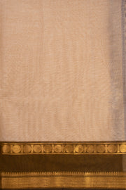 Sunset Beige Handloom Kanchi Cotton Saree with Peacock Motifs And Rudhraksham Zari Border 10076468