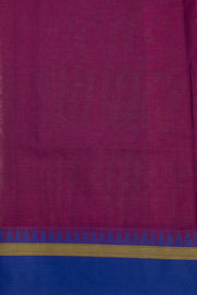 Grape Wine Purple Handloom Kanchi Cotton Saree With Stripes and Temple Border 10076485
