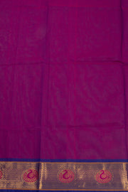 Grape Purple Handloom Kanchi Cotton Saree with Butta And Peacock Border 10076489