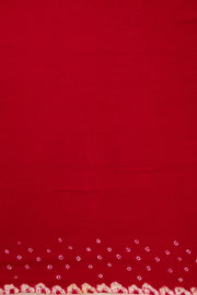 Berry Red Tie And Dye Bandhani Cotton Saree 10076493